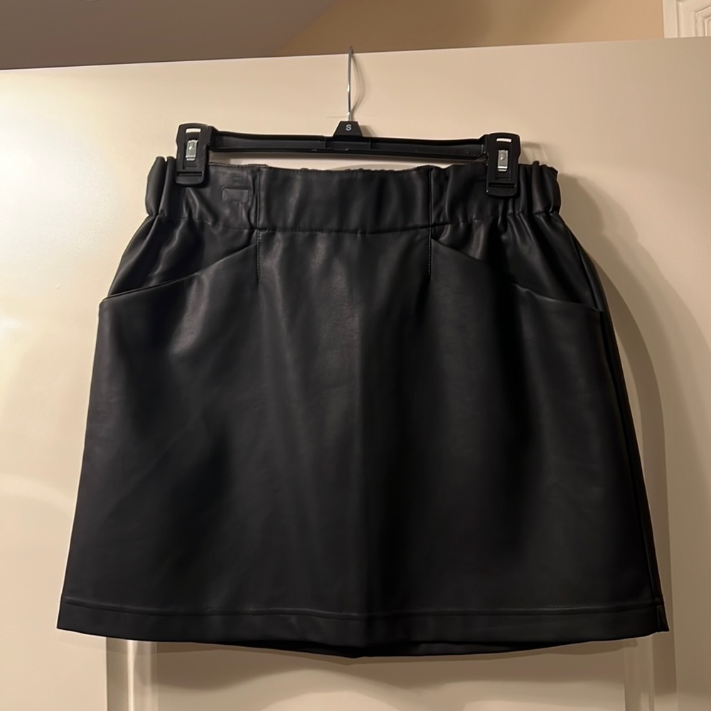 Black faux leather skirt